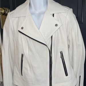 Michael Kors White Perforated Leather Jacket